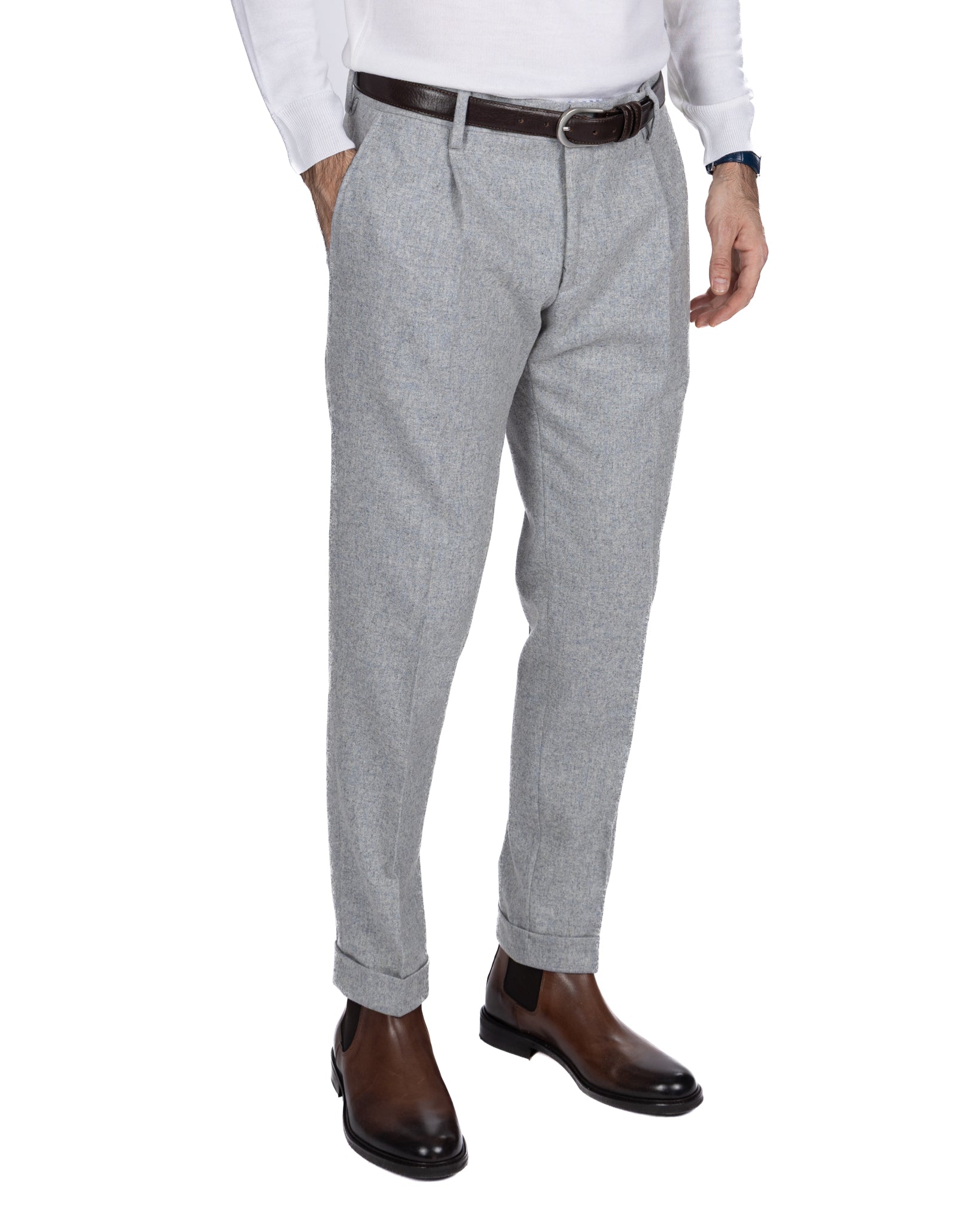 Leica grey flannel trousers