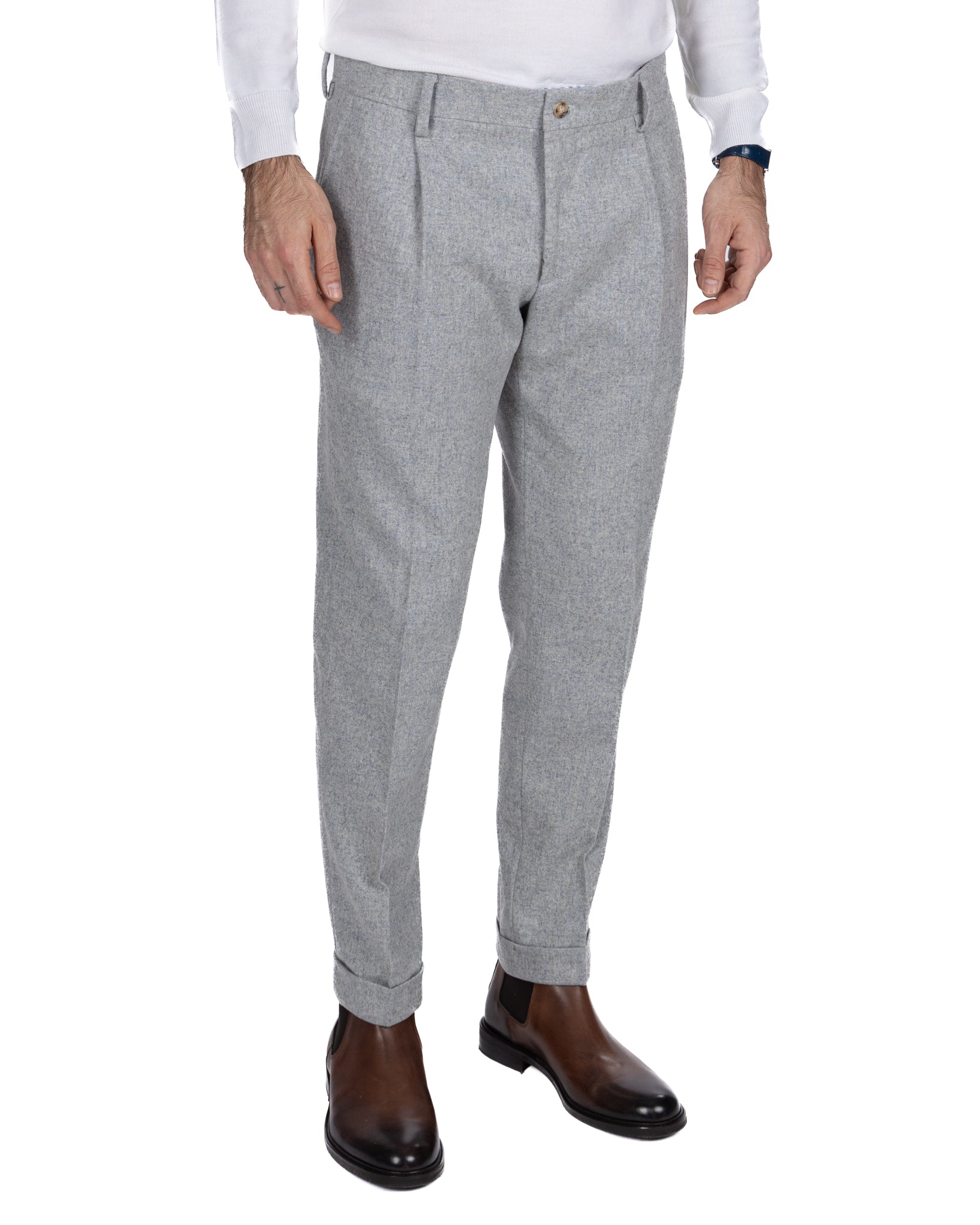Leica grey flannel trousers