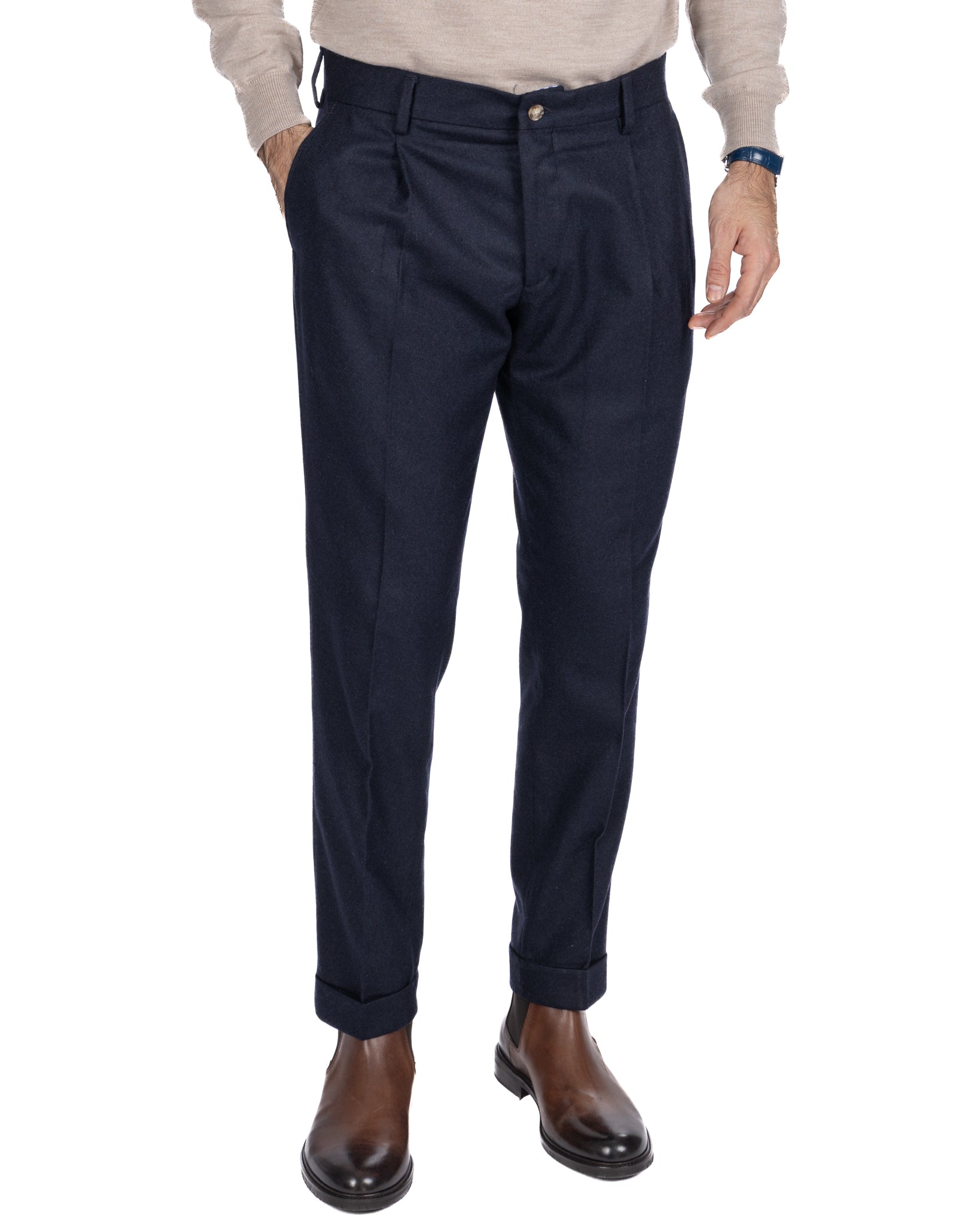 Pantalón Leica de franela azul