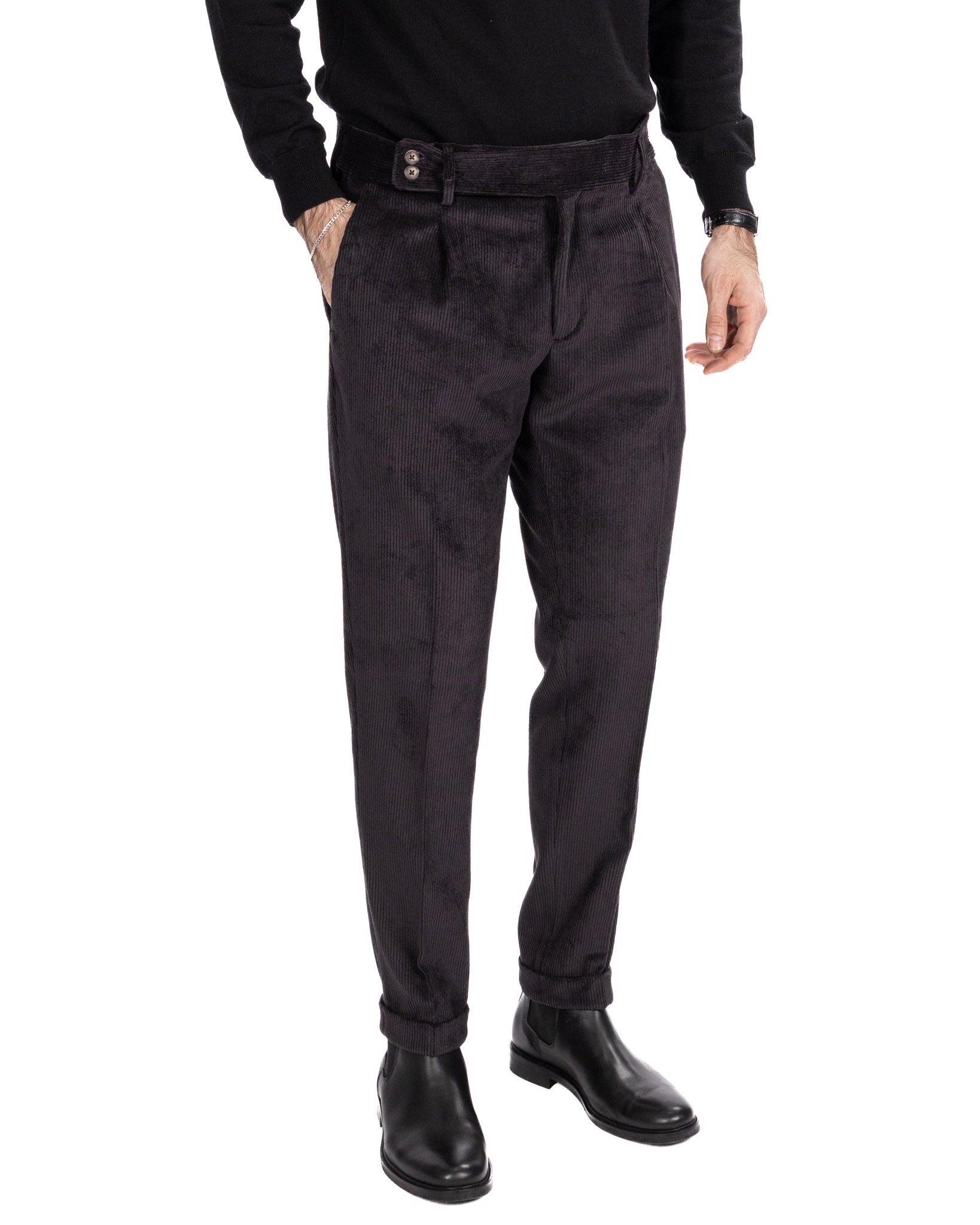 Pantalón James de terciopelo negro