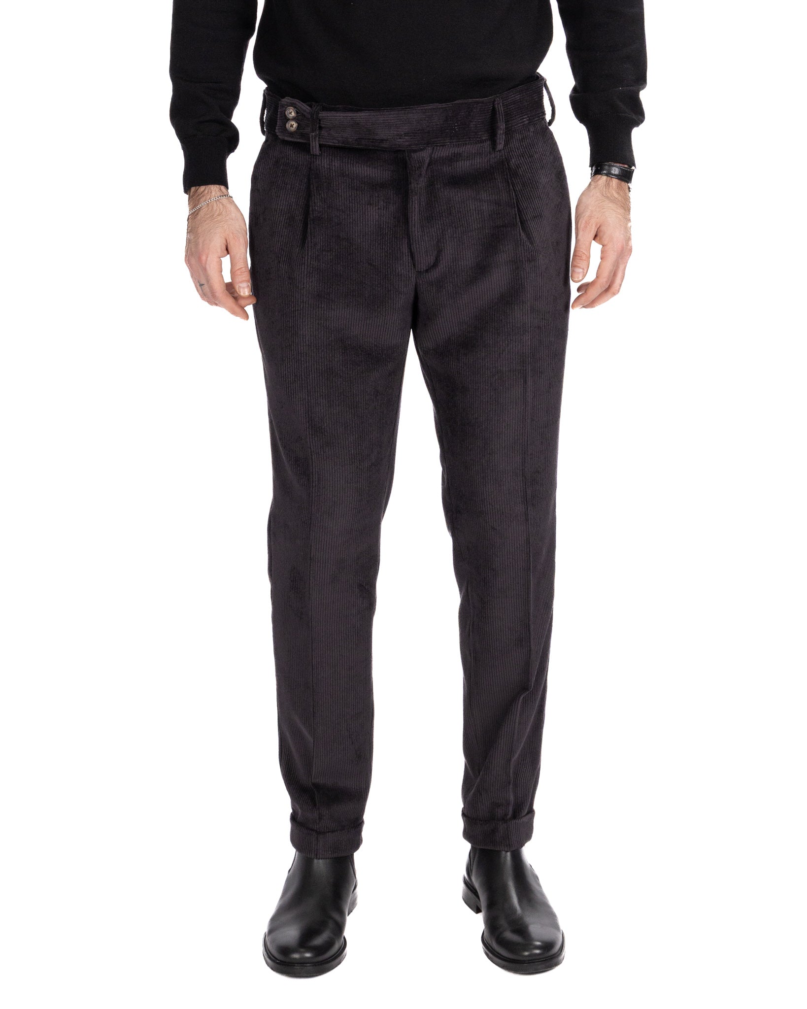 James trousers in black velvet