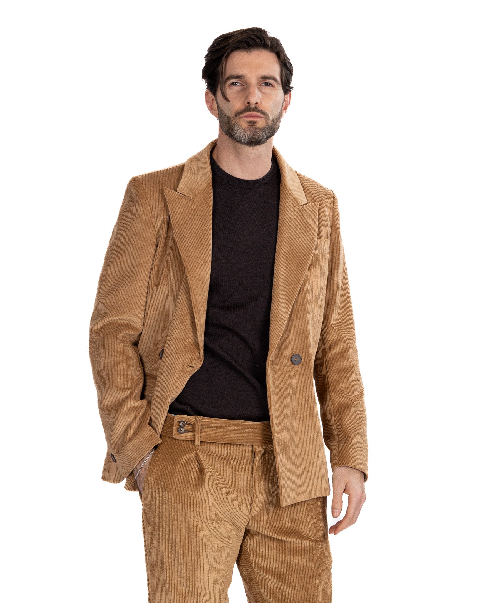 Bond jacket in camel velvet