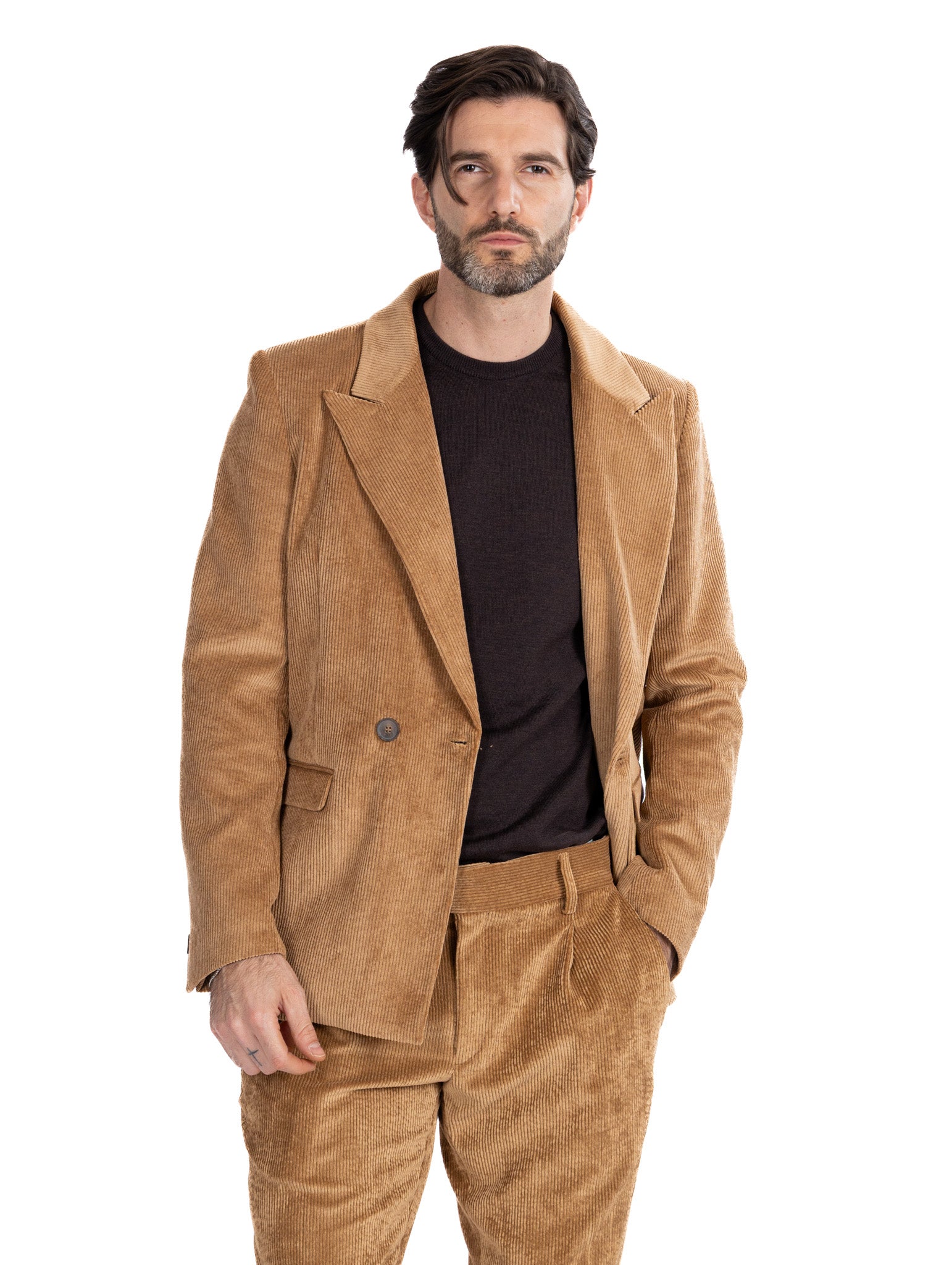 Bond jacket in camel velvet