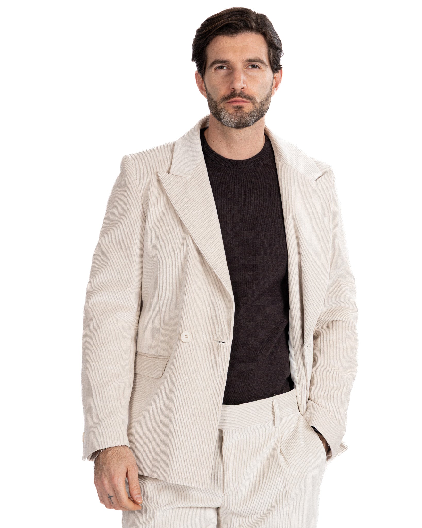 Bond jacket in cream velvet