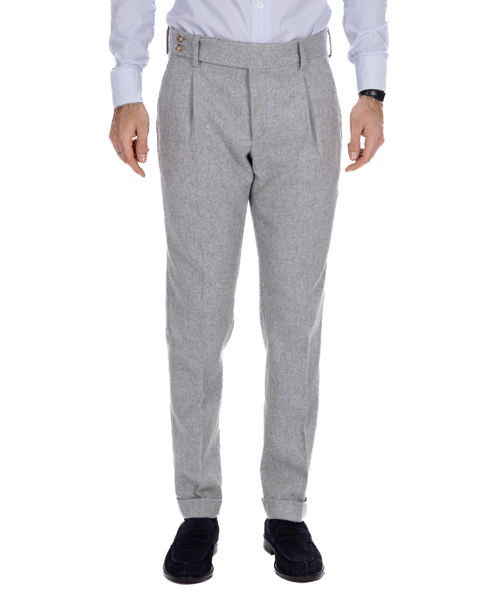 Canon light grey flannel trousers