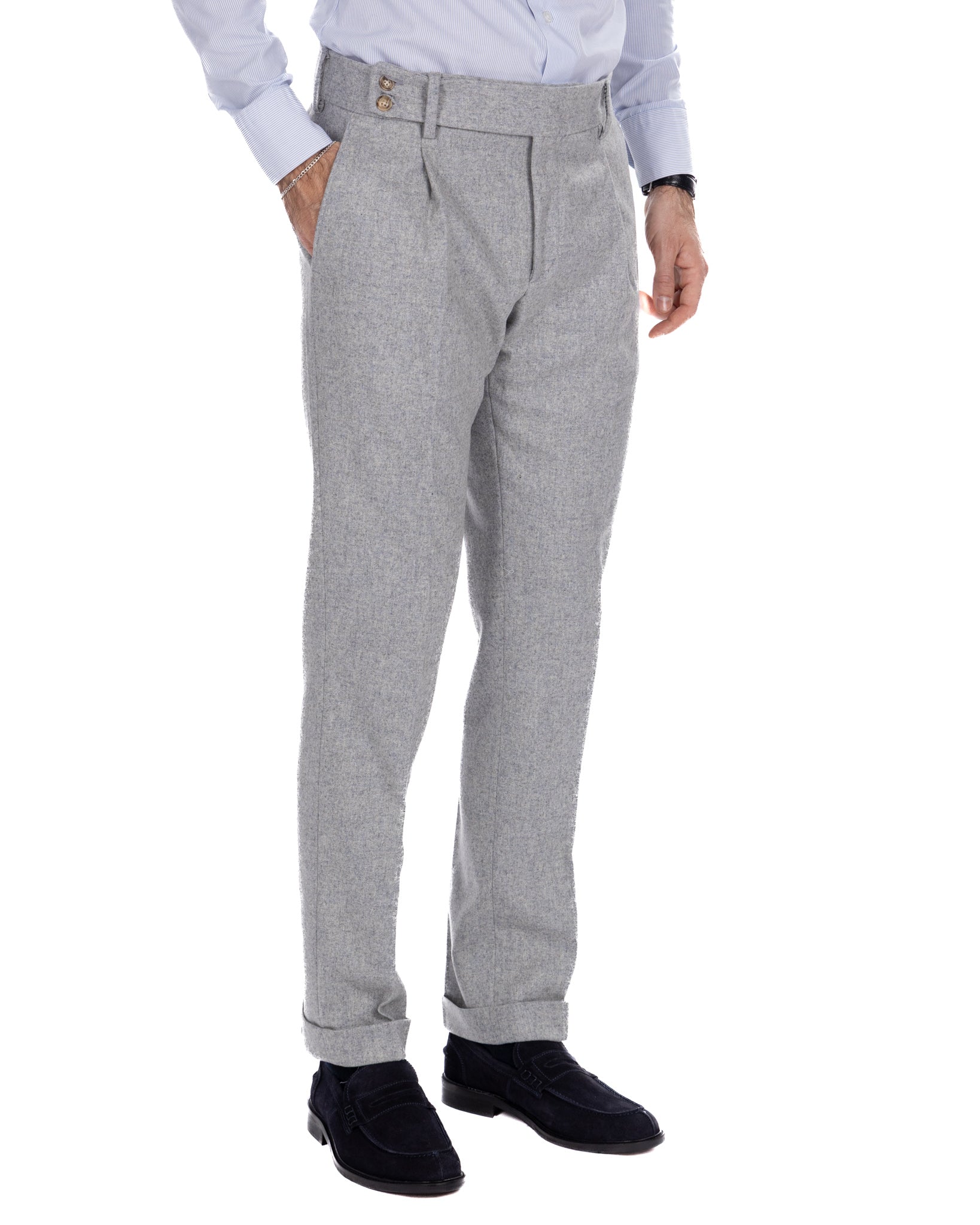Canon light grey flannel trousers