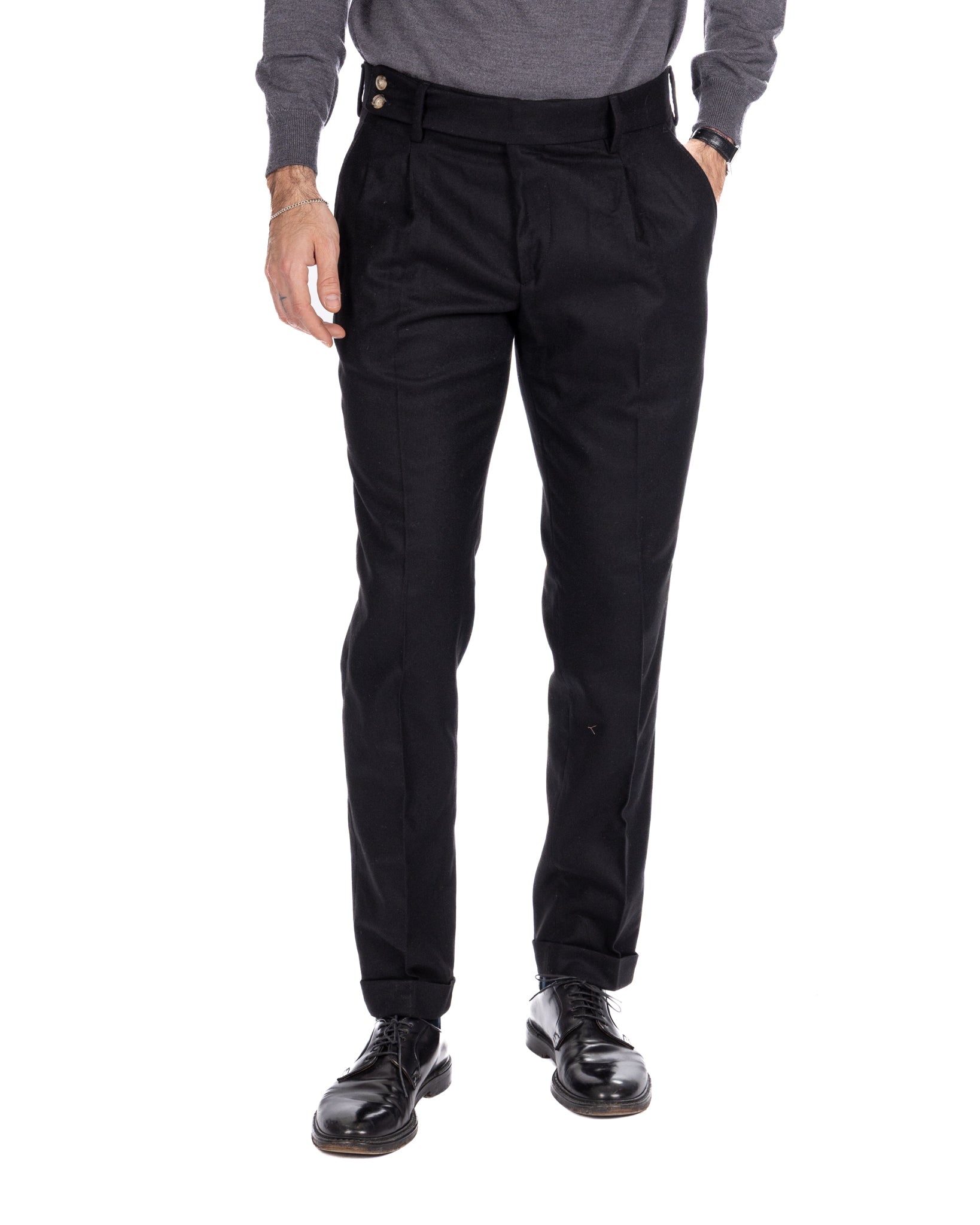 Pantalón Canon de franela negra