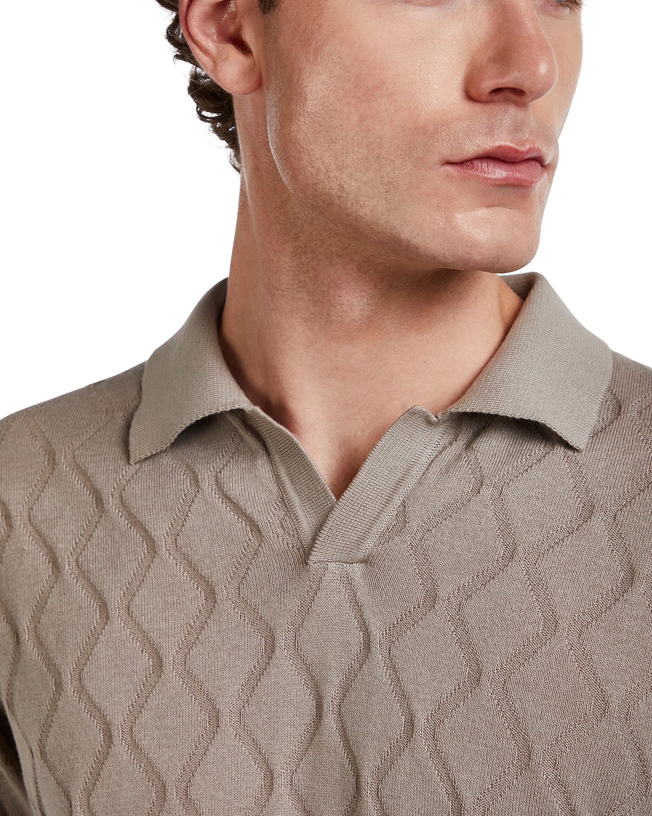 Polo Peter de punto beige con ondas