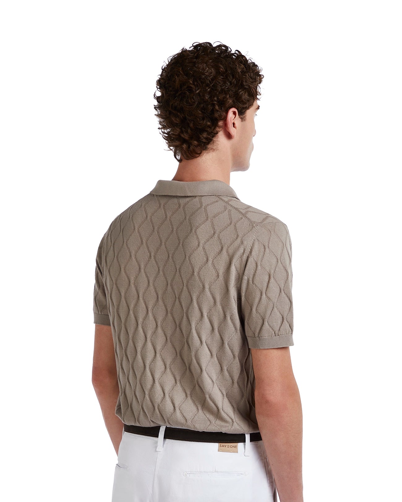 Polo Peter de punto beige con ondas