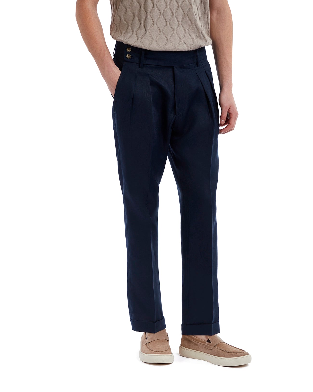 Pantalones Cargese de lino puro azul