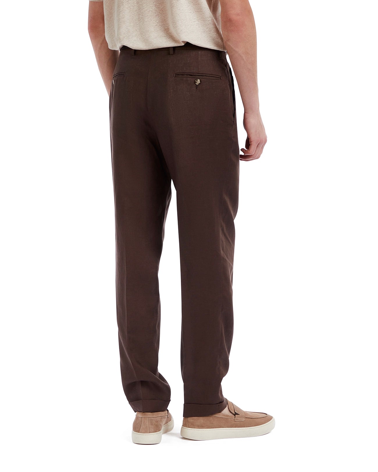 Pantalón Piana de lino puro marrón oscuro
