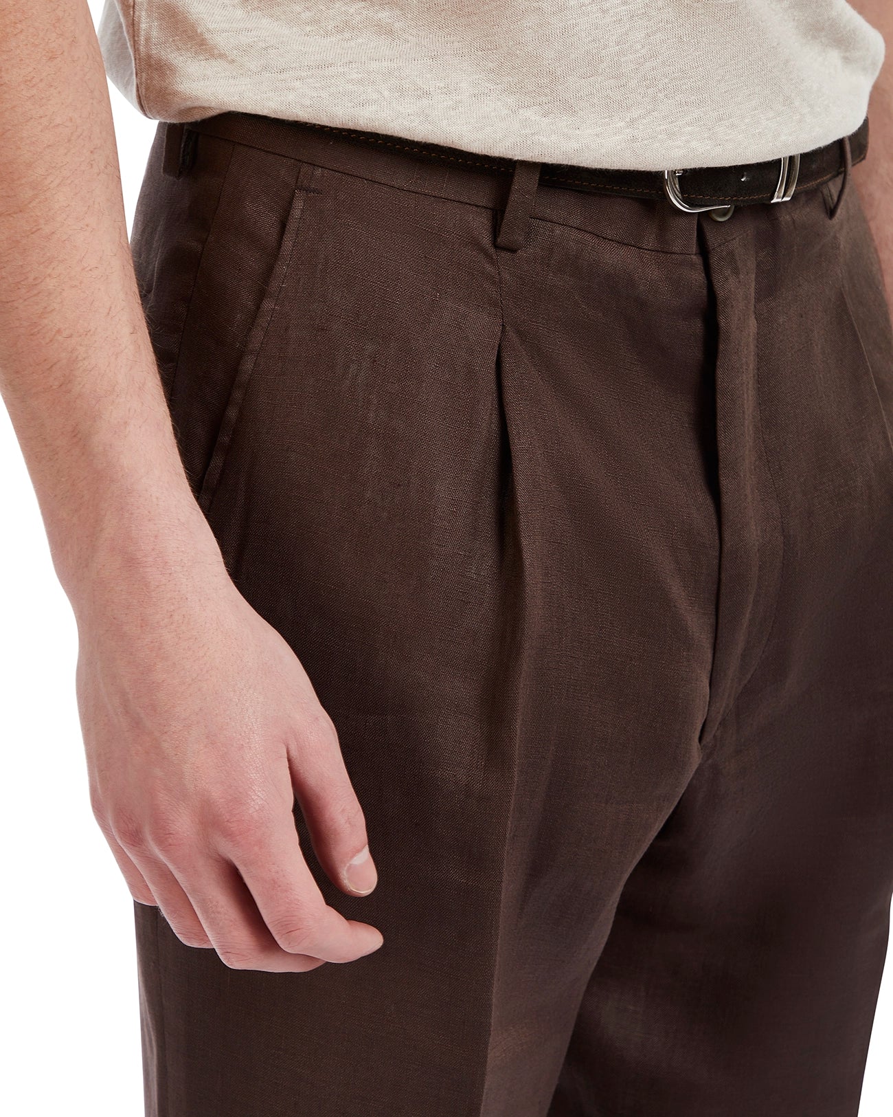 Pantalón Piana de lino puro marrón oscuro