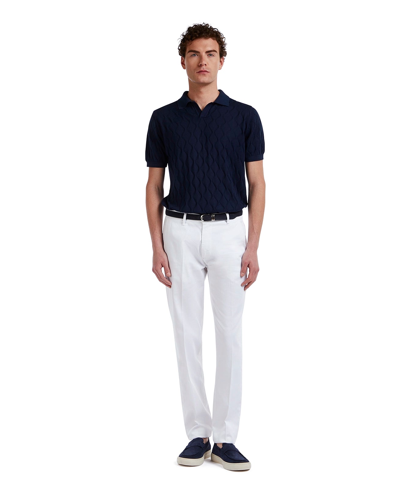 Polo Peter de ondas de punto azul
