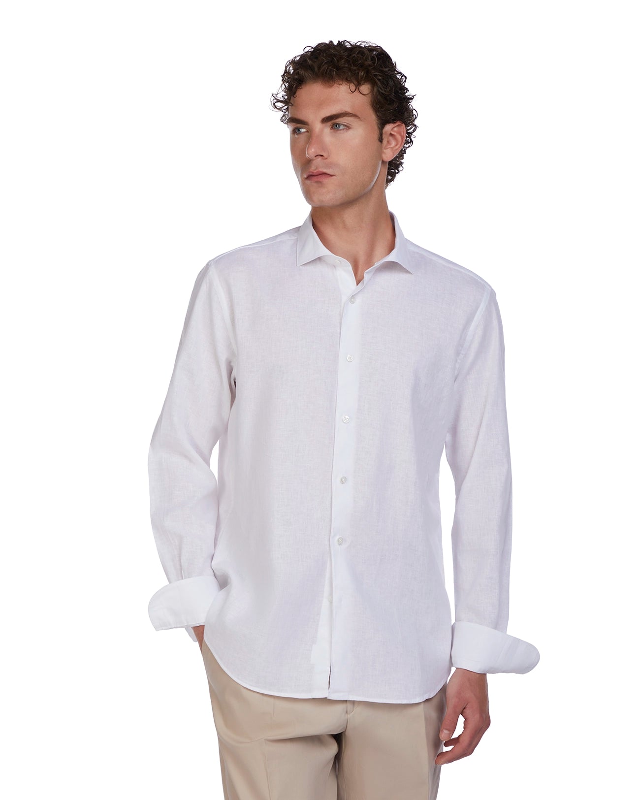 Rennes white linen and cotton shirt