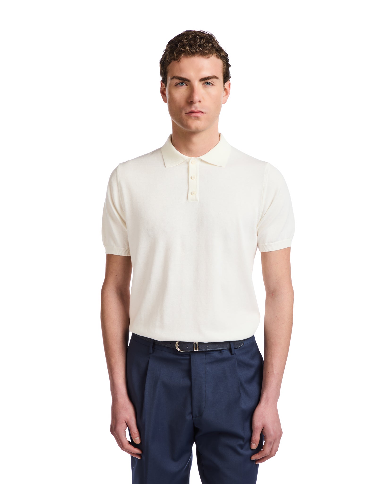 Polo Roger de punto color crema