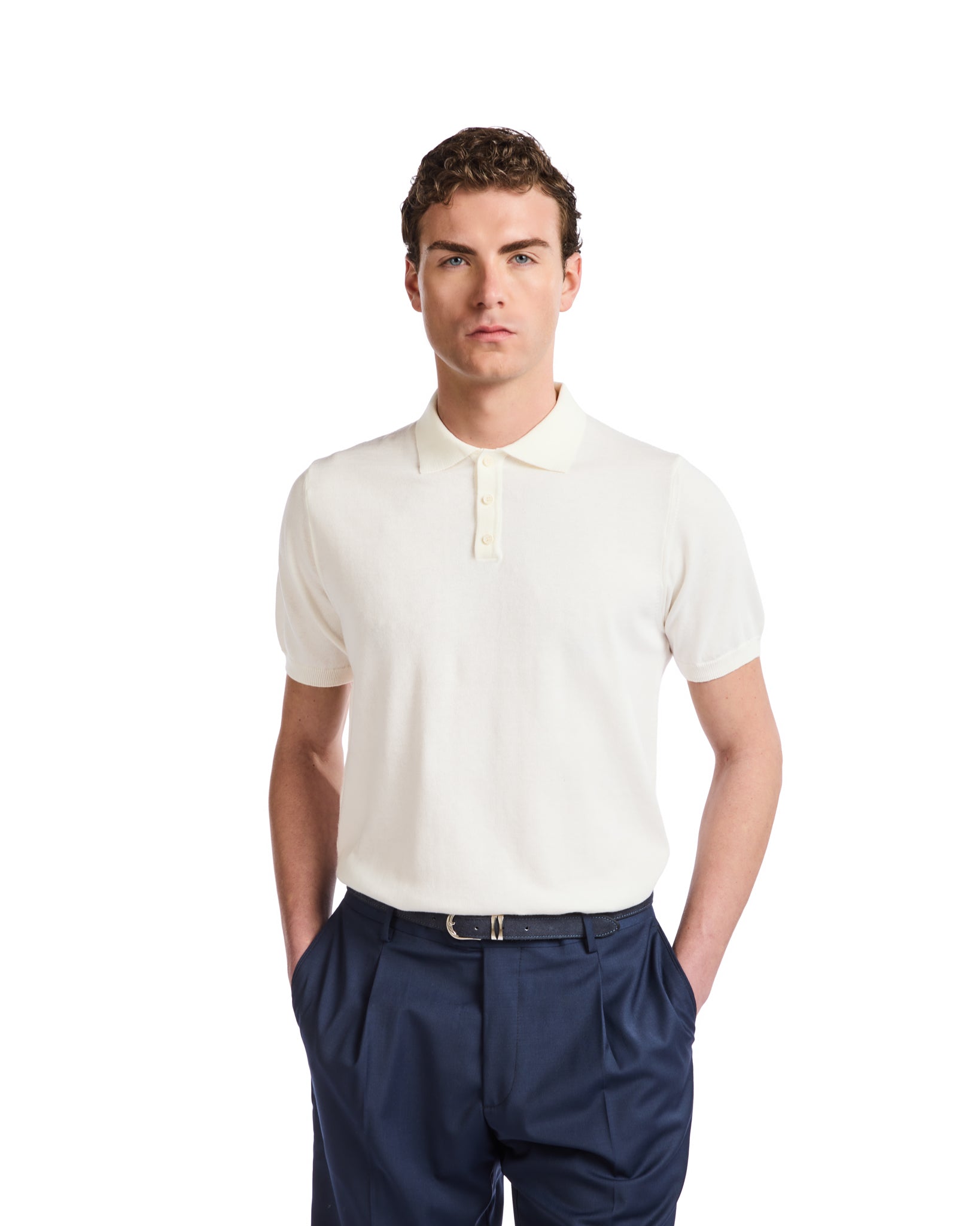 Polo Roger de punto color crema