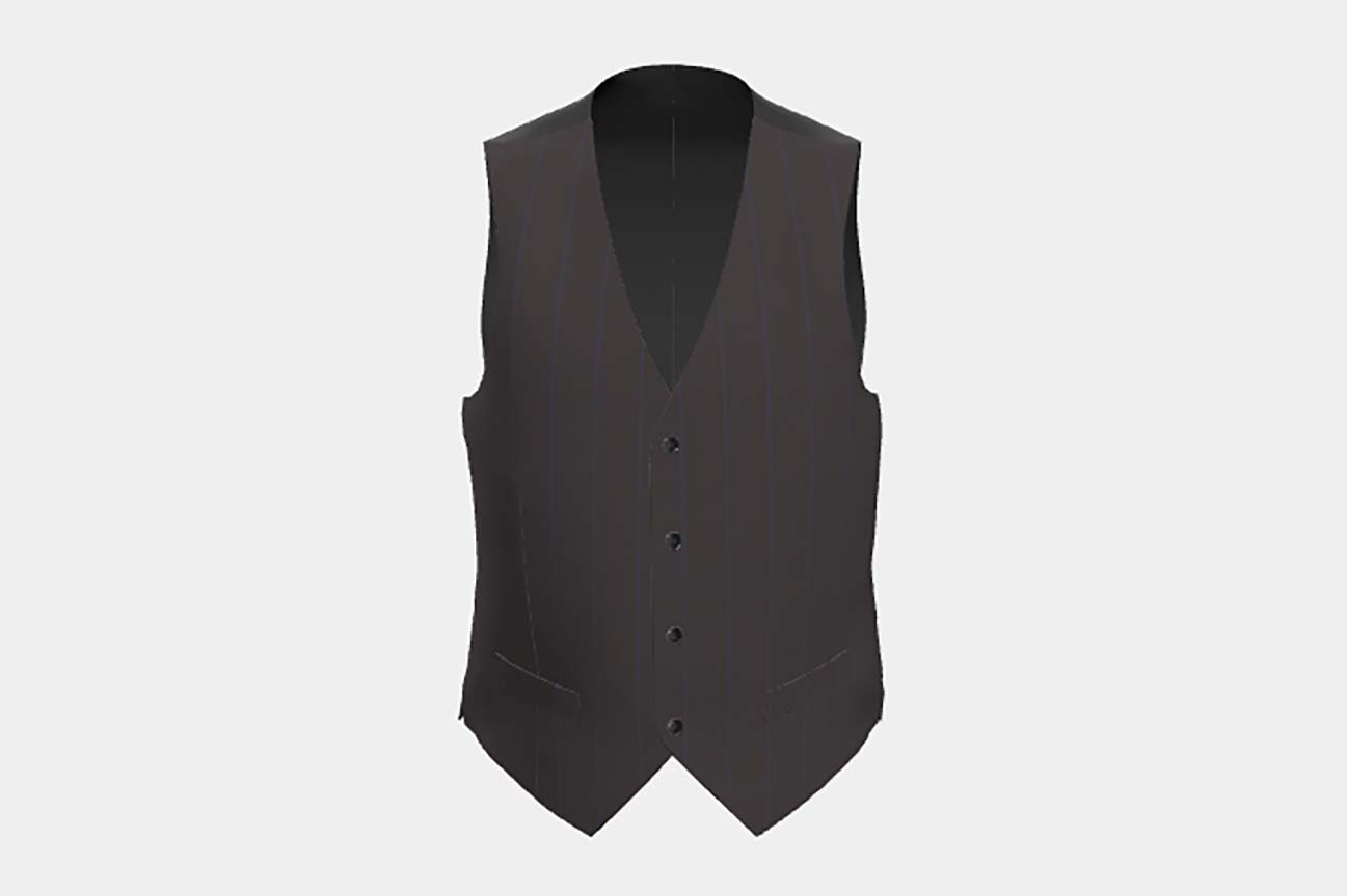 Gilet su misura lana 130s gessato marrone Caccioppoli