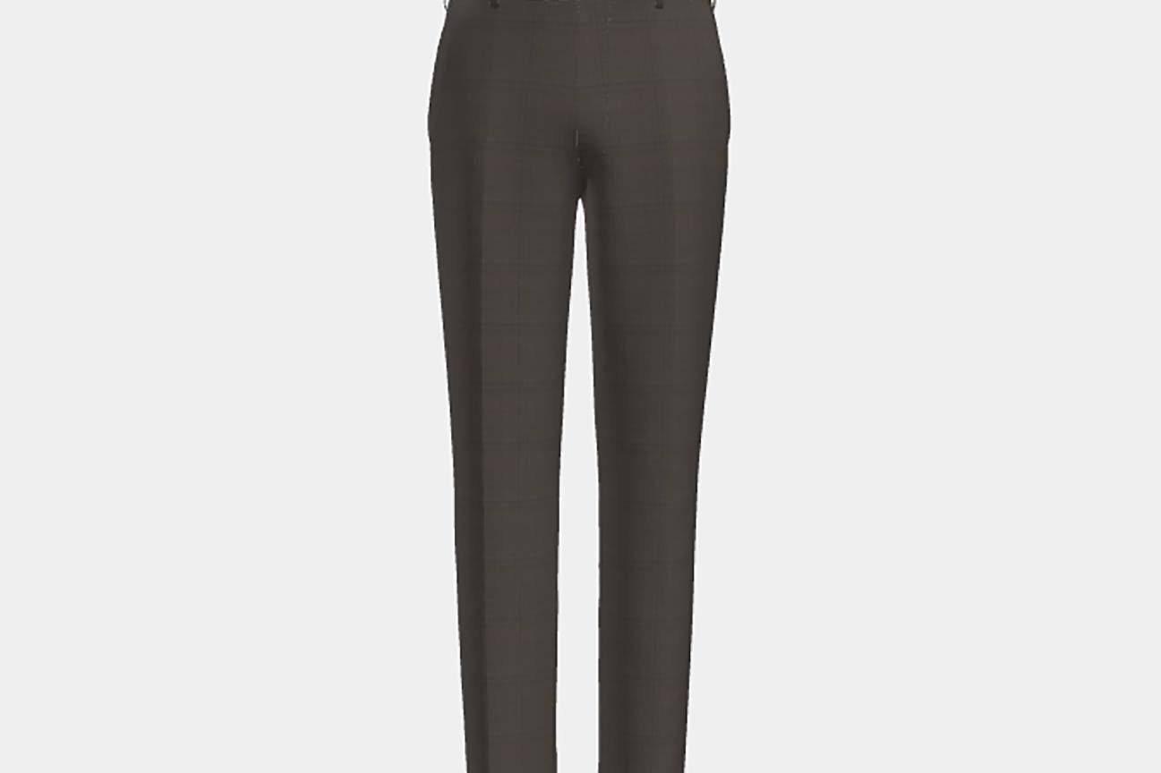 Custom made 130s Prince of Wales wool trousers in brown Caccioppoli