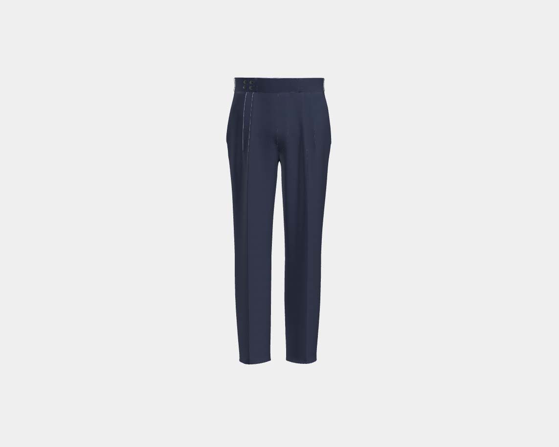 Trousers with tailored band in 130s gray herringbone wool Caccioppoli