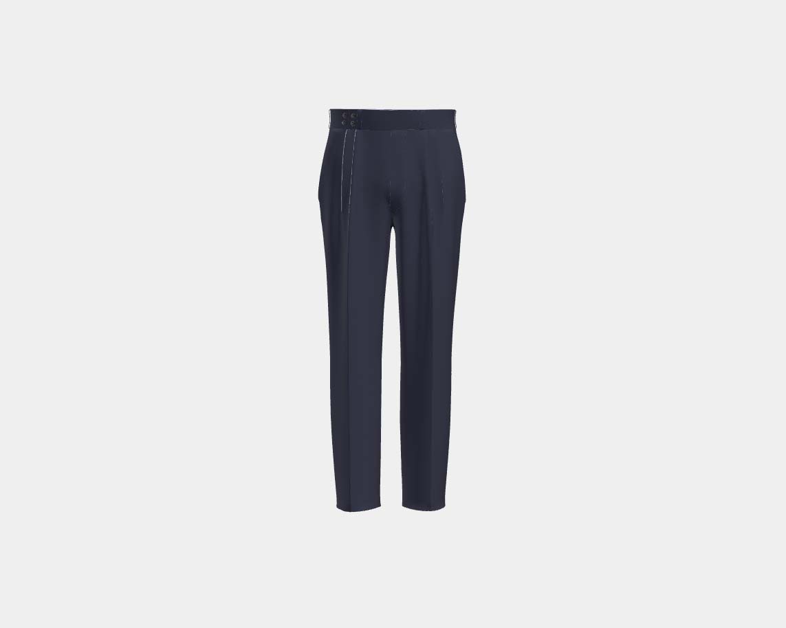 Canonico blue 120s wool and silk tailored trousers with band