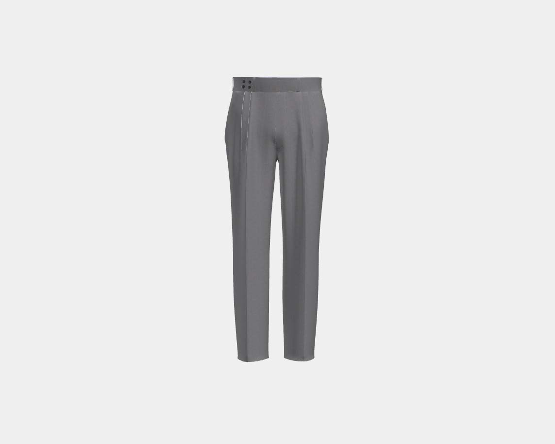 Caccioppoli gray 150s wool and silk tailored trousers with band