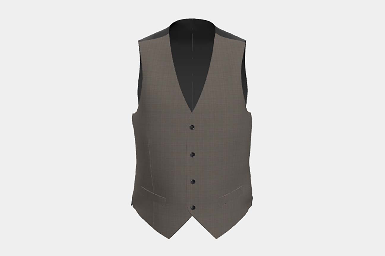 Gilet su misura lana 130s principe di galles beige Caccioppoli