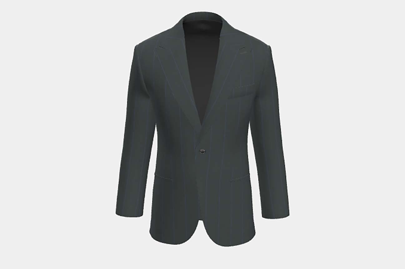 Made-to-measure 130s wool jacket in green pinstripe Caccioppoli