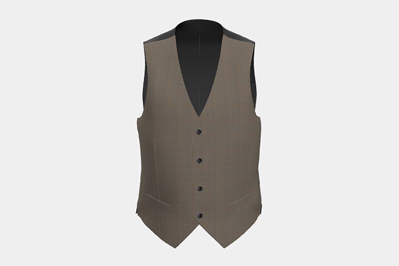 Gilet su misura lana 130s principe di galles beige Caccioppoli