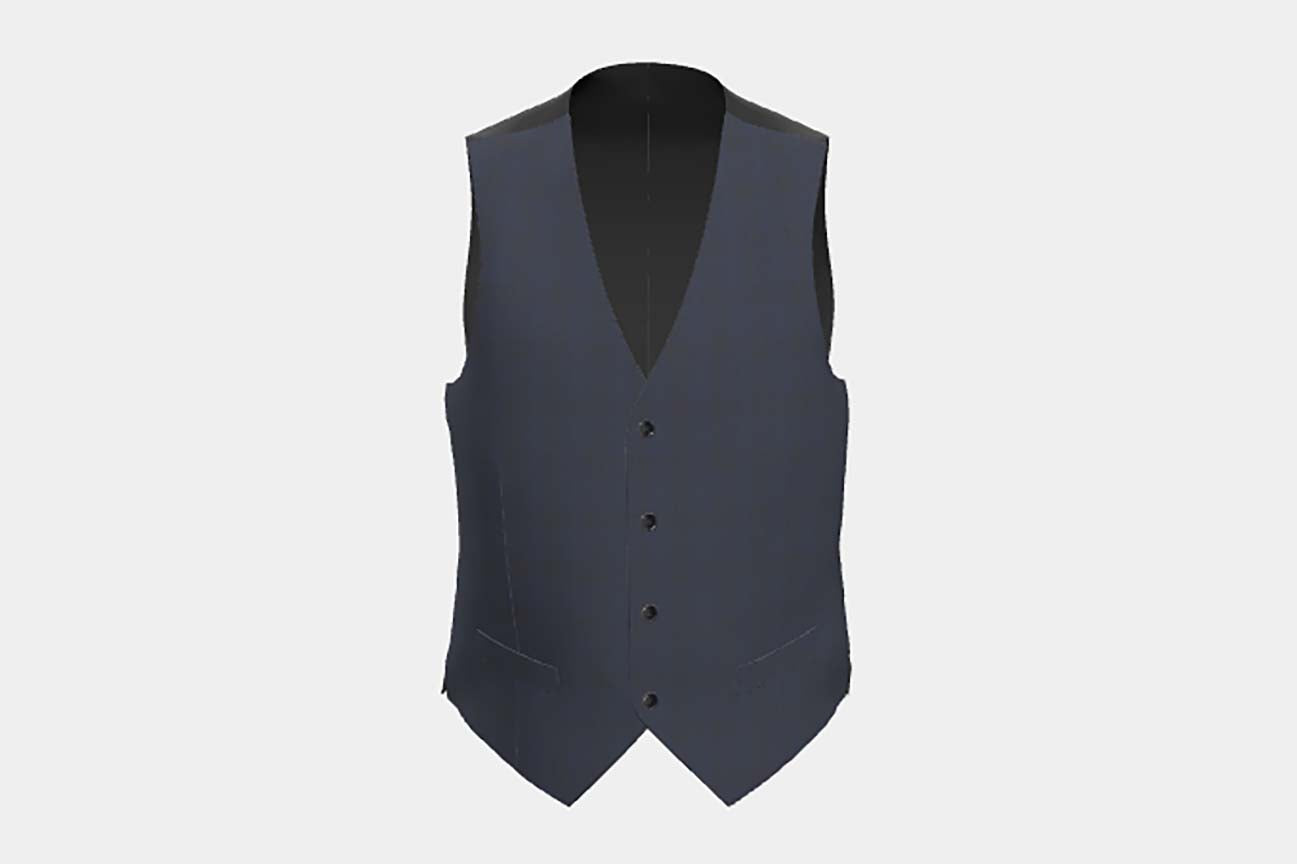 Gilet su misura lana 130s finestrato blu Caccioppoli
