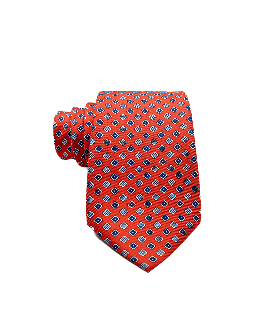 Corbata - de seda siete pliegues roja fantasía flores