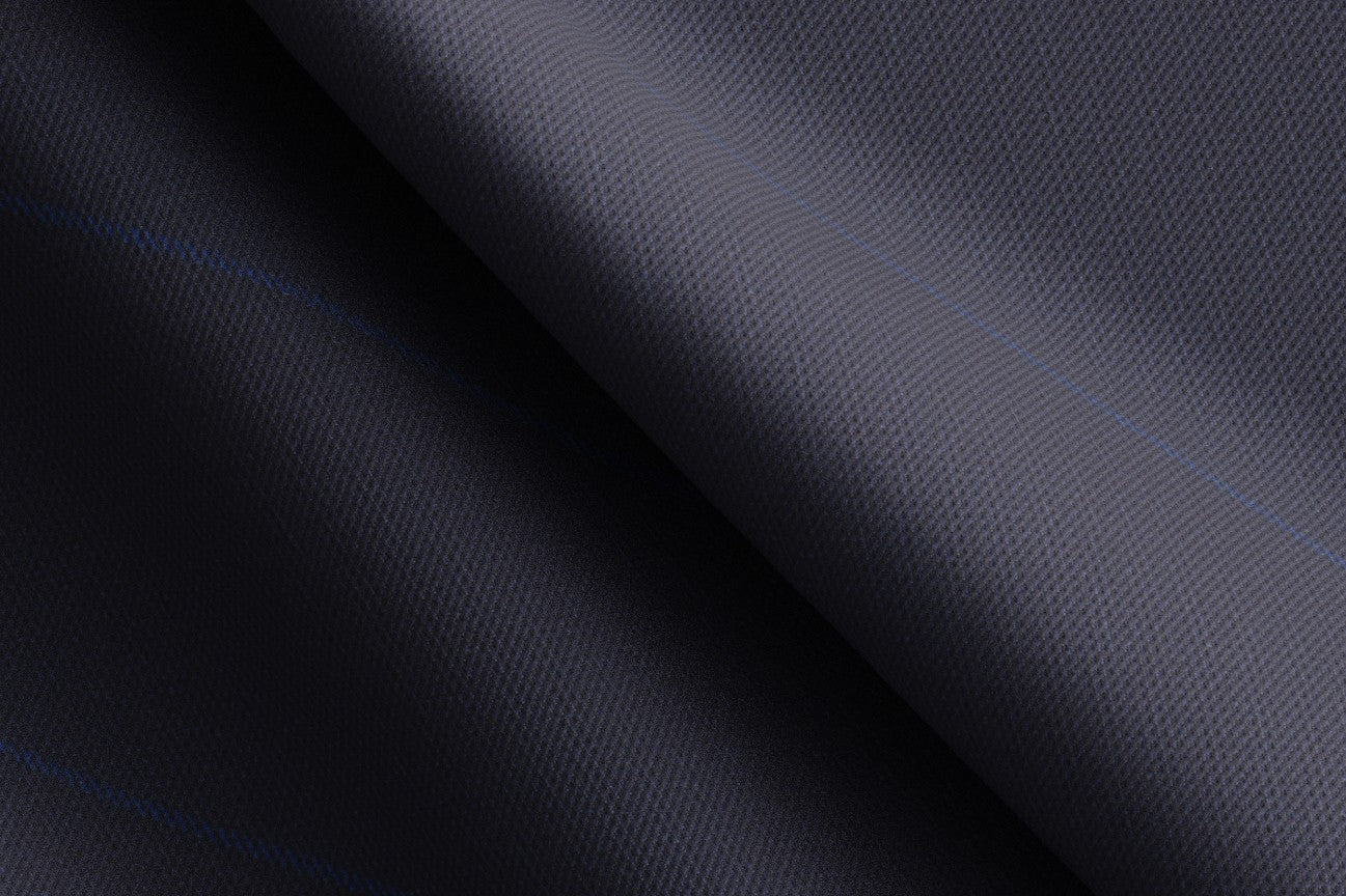 Bespoke 150s blue wool and silk trousers Caccioppoli