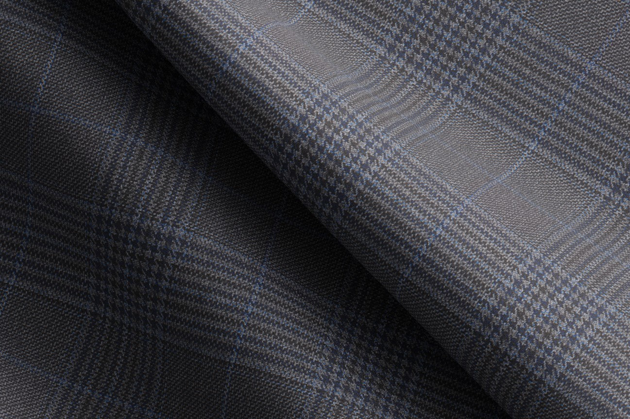 Made to measure 130s Prince of Wales wool trousers in gray Caccioppoli