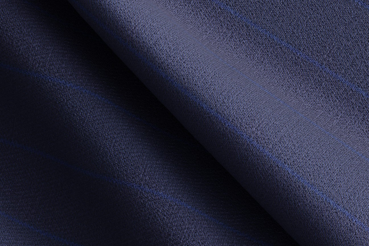 Bespoke 150s blue wool and silk trousers Caccioppoli