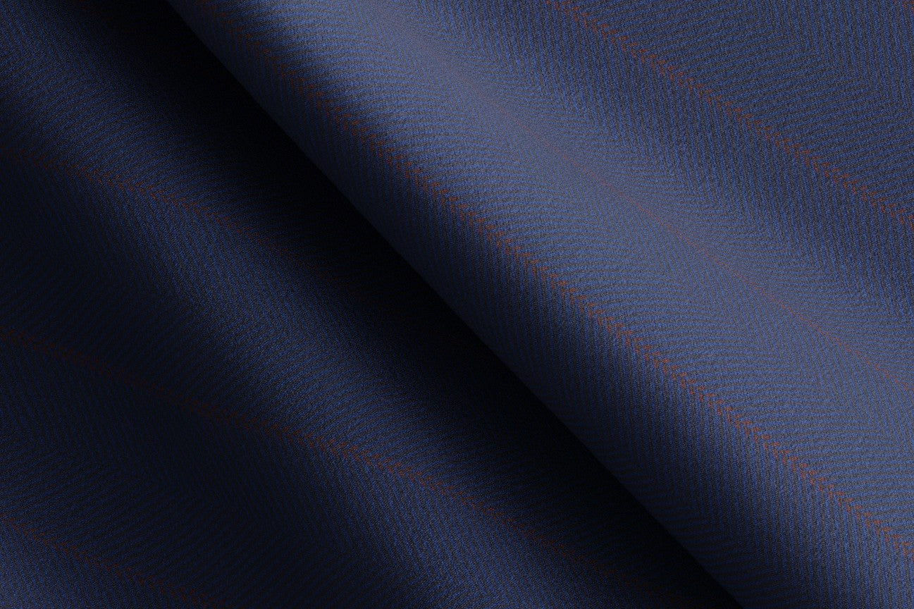 Traje a medida de lana 130s raya diplomática azul Caccioppoli