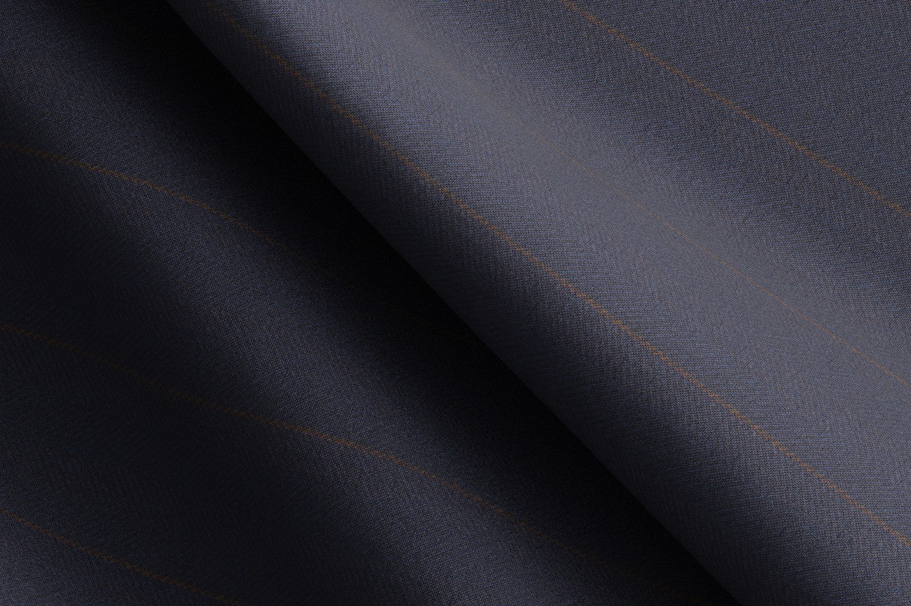 Bespoke 150s blue wool and silk trousers Caccioppoli