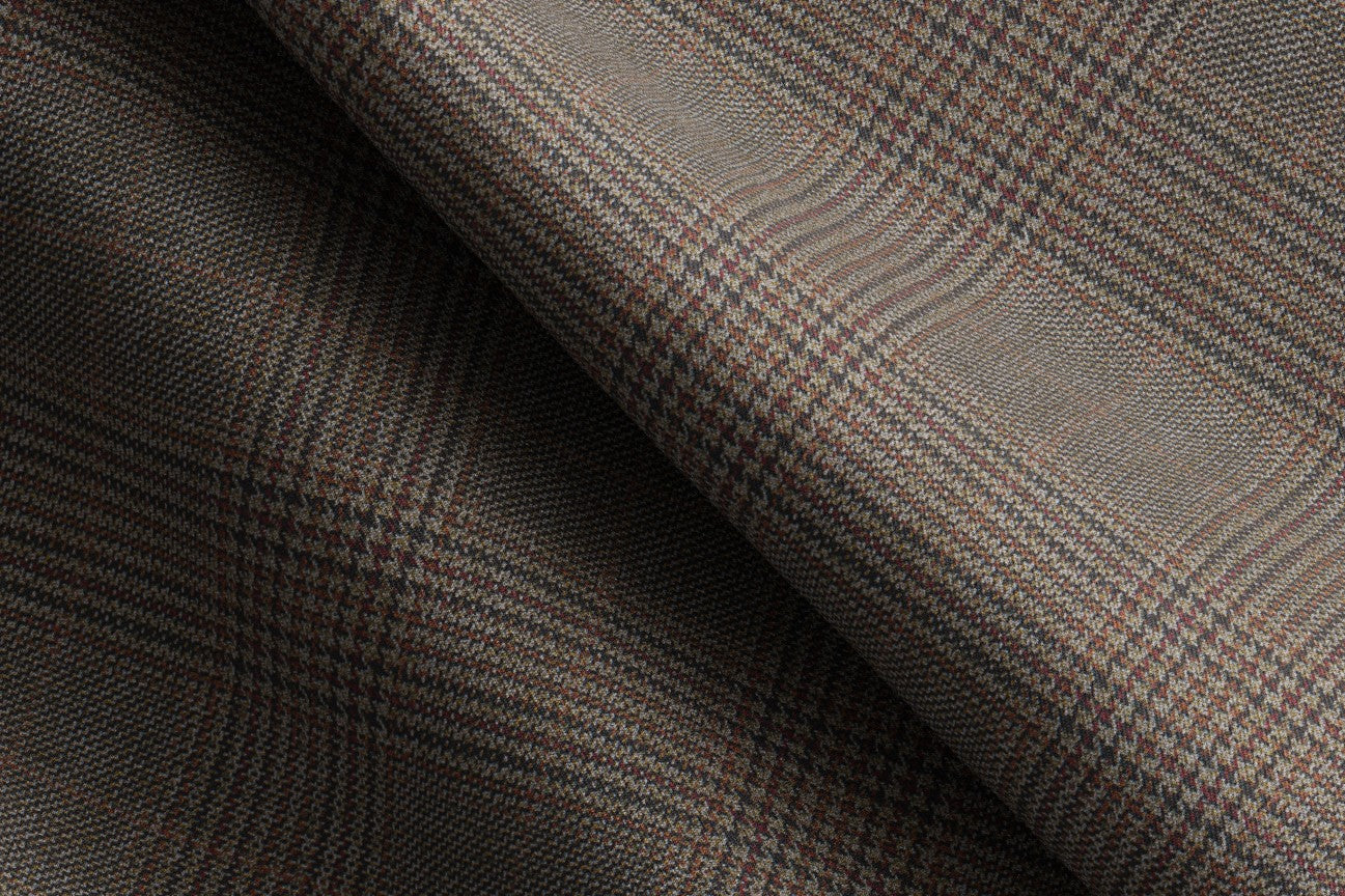 Beige Prince of Wales 130s wool tailored jacket Caccioppoli