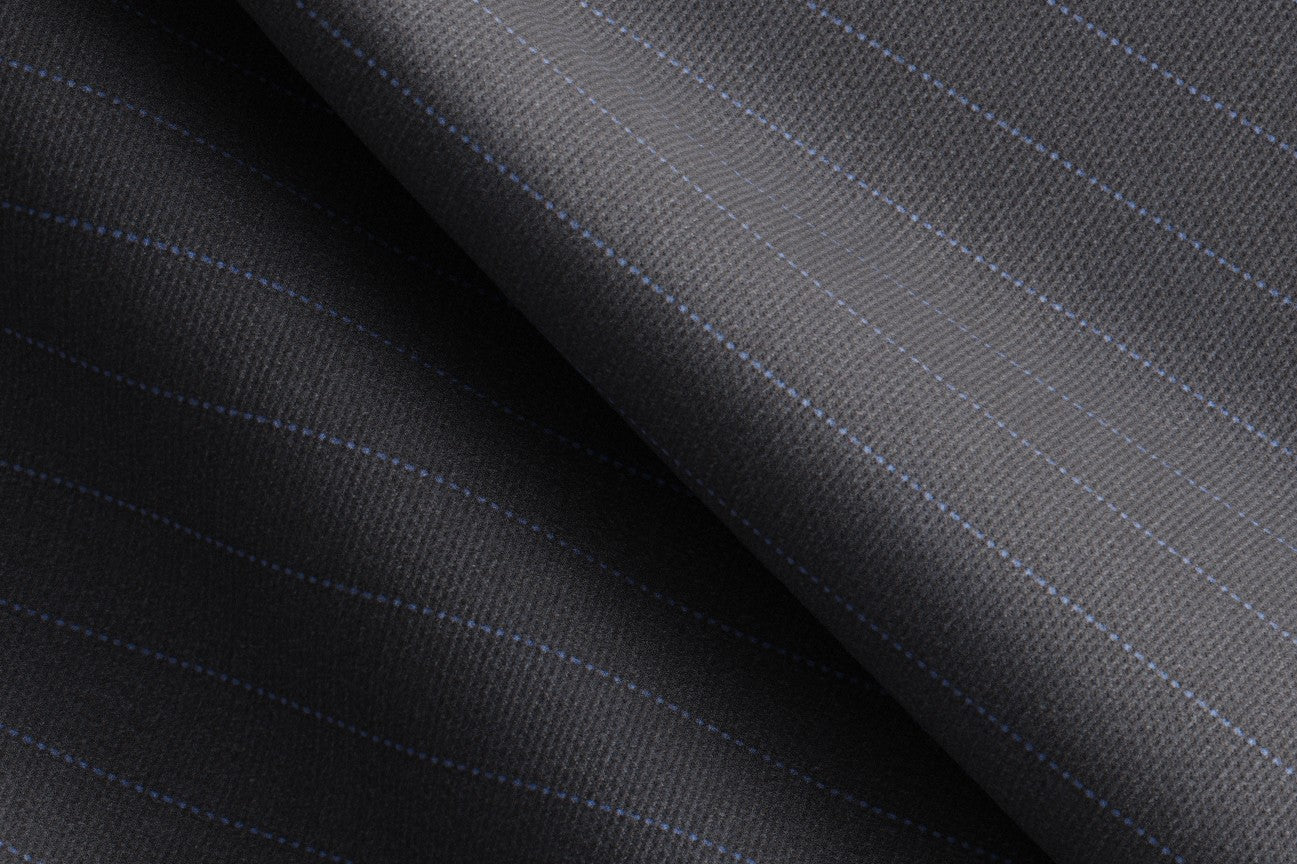 Traje a medida de lana gessato gris 130s Caccioppoli