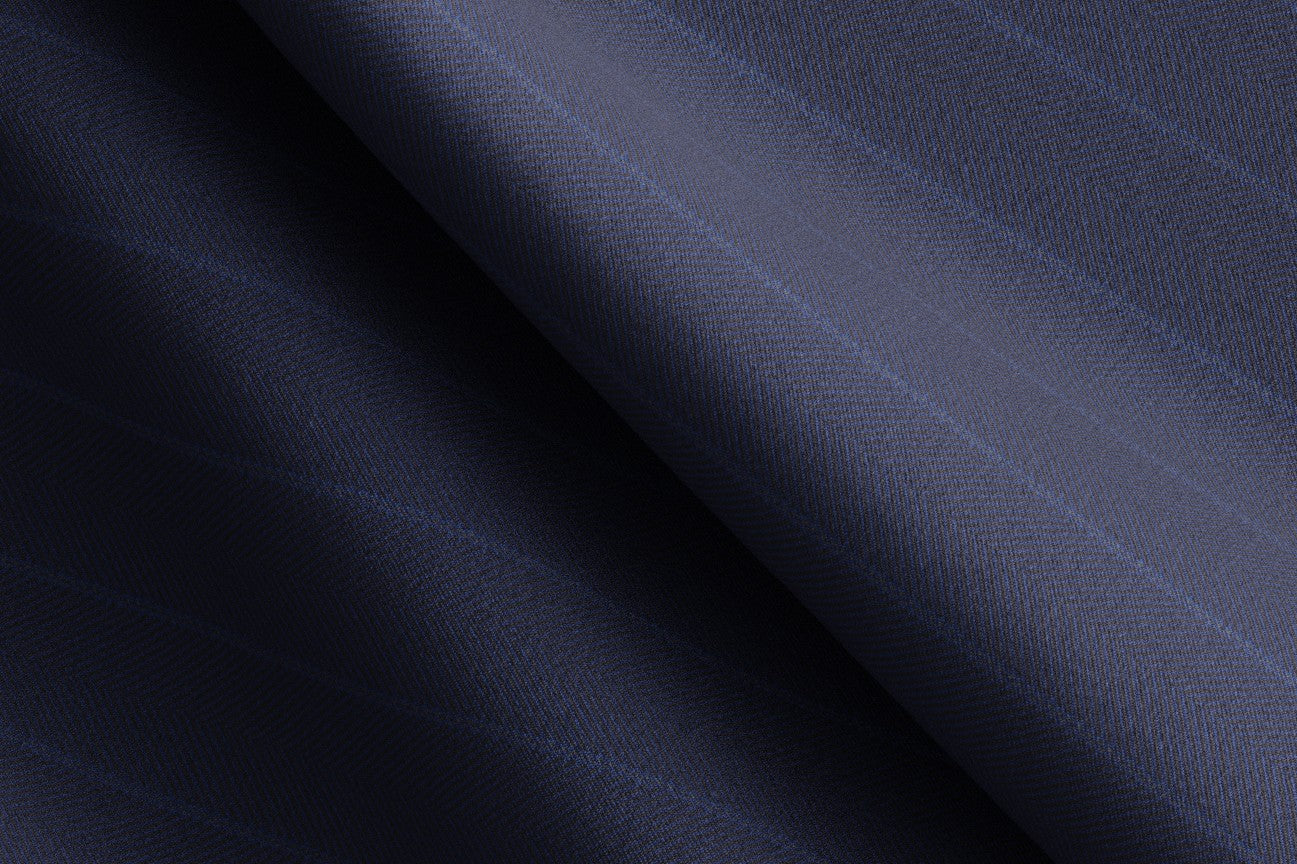 Traje a medida de lana 130s a rayas azul Caccioppoli