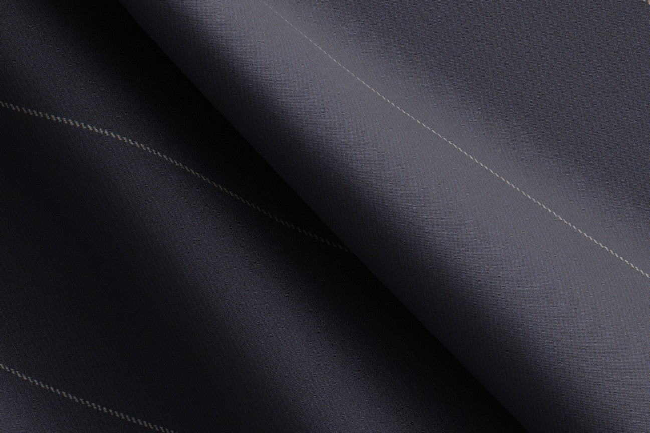 Traje a medida de lana 130s a rayas azul Caccioppoli