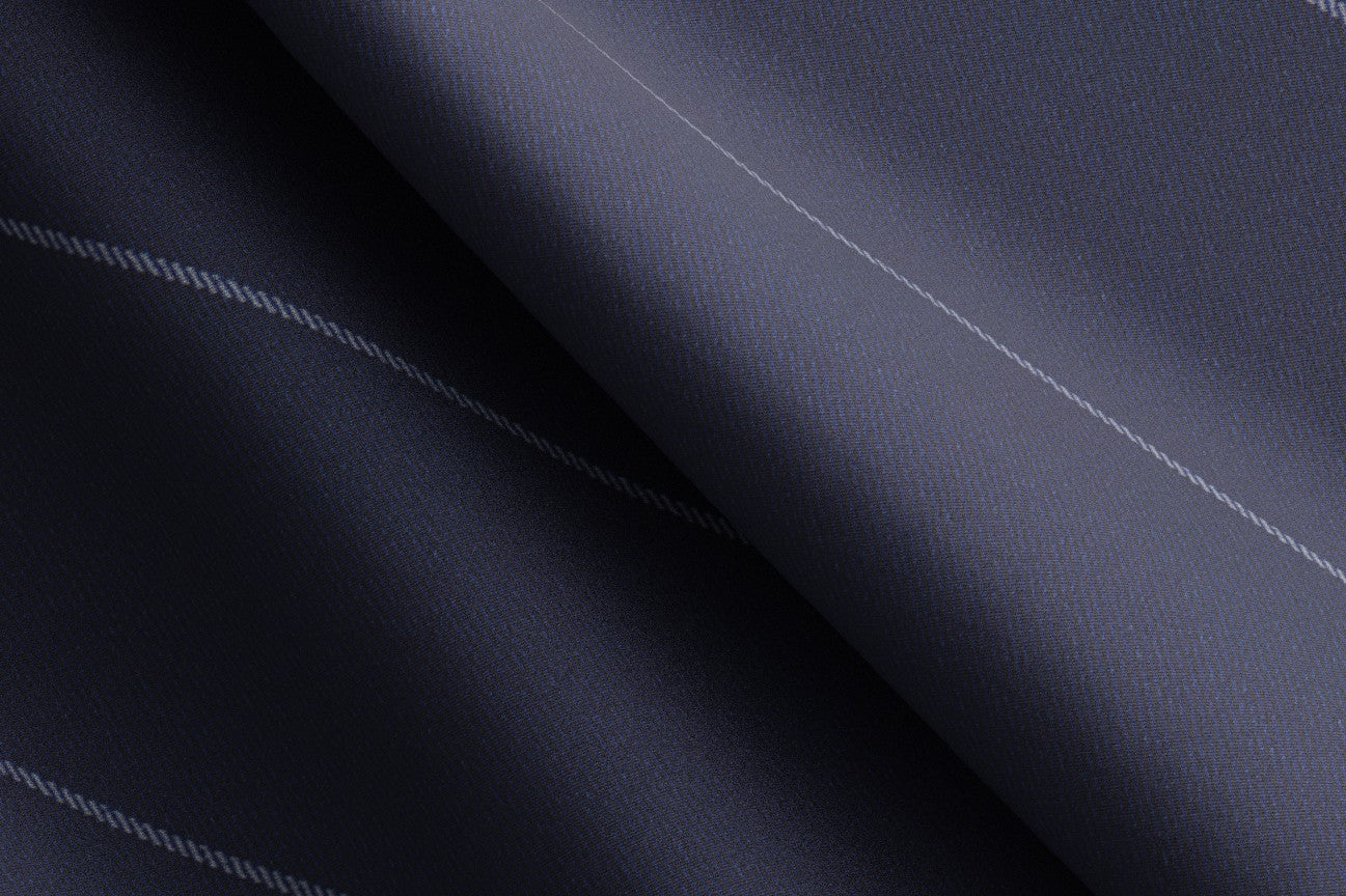 Bespoke suit in 150s blue wool and silk Caccioppoli