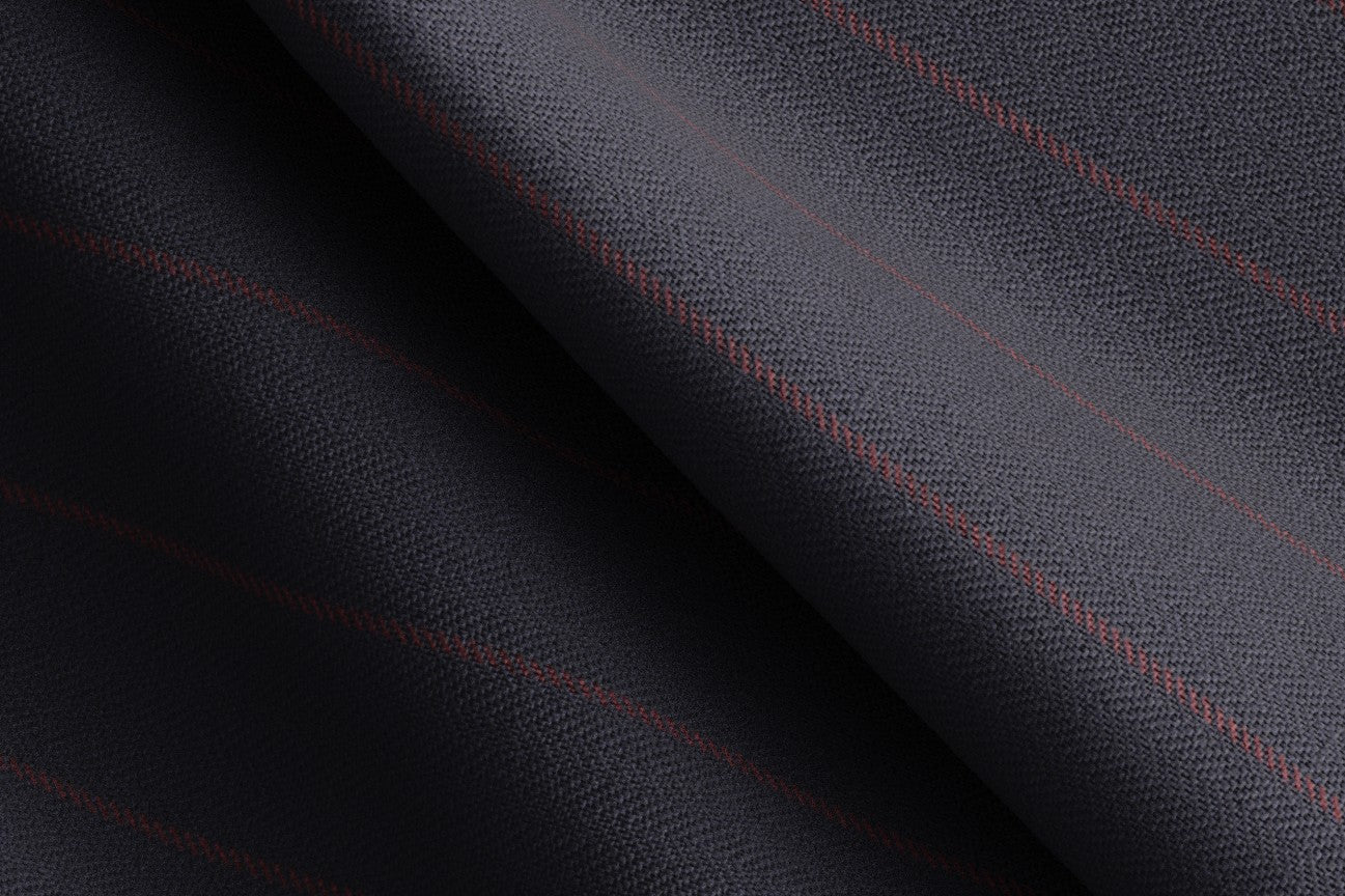 Traje a medida de lana 130s raya diplomática azul Caccioppoli