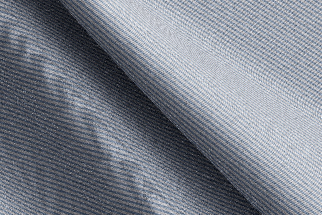 Light blue striped cotton twill tailored shirt