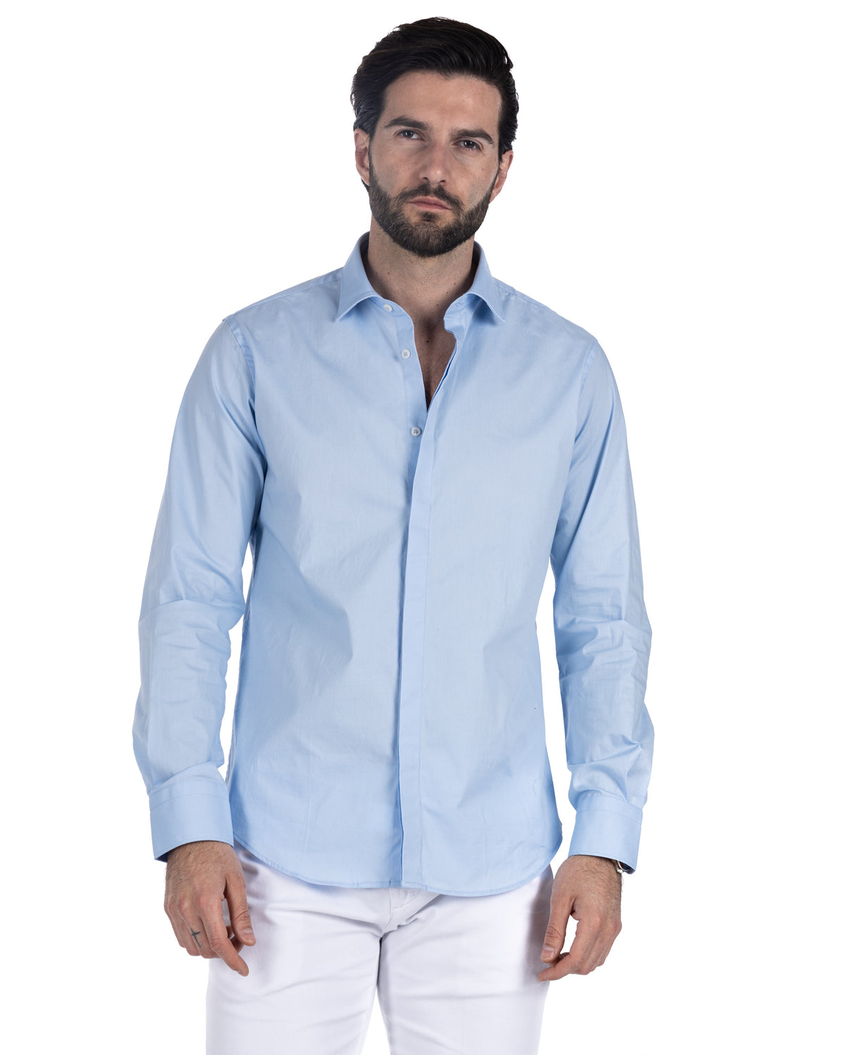 Shirt - classic light blue basic in cotton