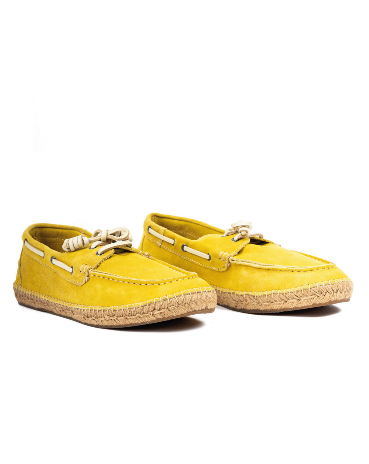 Pompeii - yellow suede boat with rope bottom